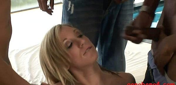  Tight blonde dped by huge black cocks